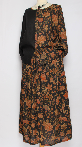 Костюм "Комбинированный длинный рукав" черный розы до р.44-46