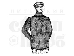 Штамп винтажный с мужчиной в кепи и теплом вязаном свитере