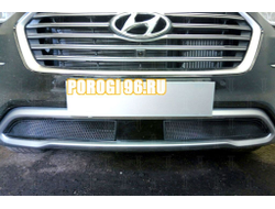 Защита радиатора Hyundai Grand Santa Fe I 2015- (2 части) с датчиком ACC black