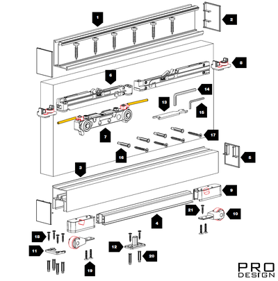 Раздвижная система Magic EQUAL для двери 68-110см до 40кг (черный анод.) (38-40 мм)