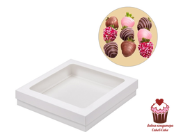 Коробка для клубники в шоколаде Белая 20х20х4 см