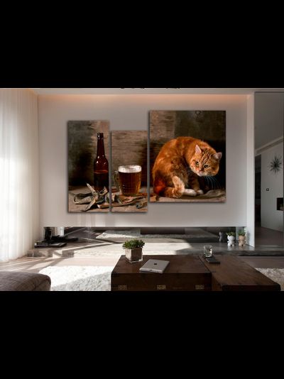 Модульная картина &quot;Вобла и кот&quot;