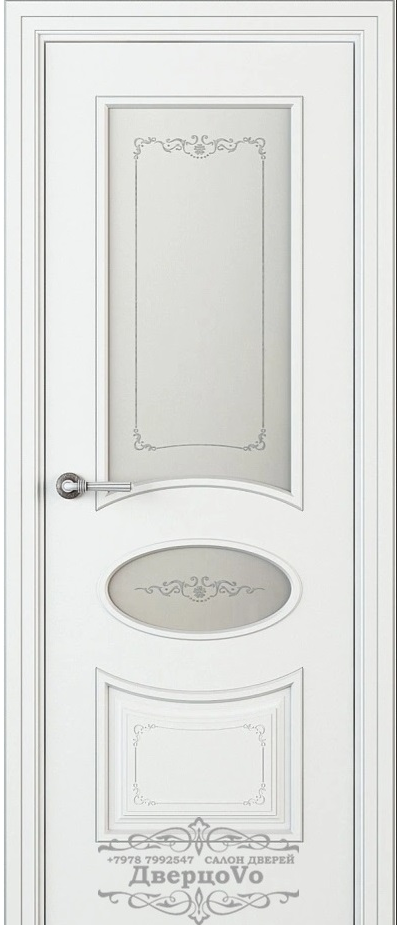 PORTE RICHI (Беларусь). АУРА, ГАБРИЭЛЛА (ЛЧ61-С2), ЭМАЛЬ БЕЛАЯ. СТЕКЛО СВЕТЛОЕ С ПЕСКОСТРУЙНОЙ ОБРАБОТКОЙ