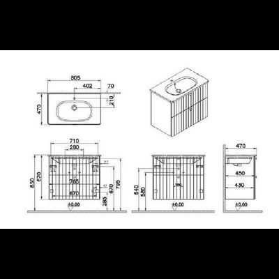 Модуль с круглой раковиной, Vitra Root Groove, 80 см, 2 ящика, матовый темно-синий, 69441