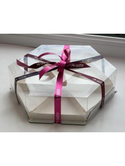 Коробка Ассорти для 6 кусков торта с прозр. кр. (белая), 240*240*70мм