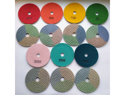 КОМПЛЕКТ Алмазный гибкий шлифовальный круг (ТРИКОЛОР) 100x3,0 wet (7 шт.)