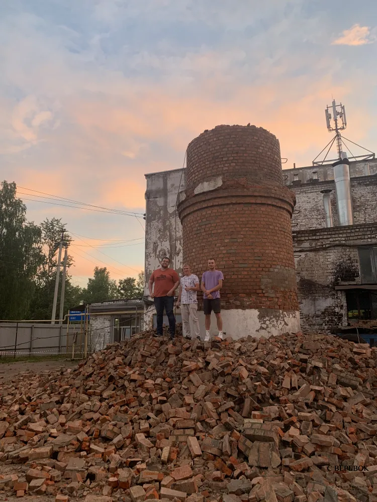 Демонтаж дымовой трубы в Приволжске 2021 год