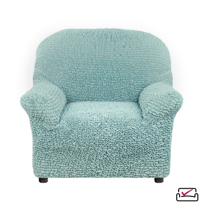Чехол на кресло Микрофибра Бирюзовый. Защита мягкой мебели от животных. Бренд Еврочехол
