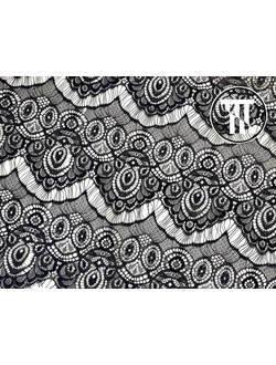 Кружевное полотно "Французские реснички", цв. Черный