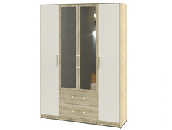 Прихожая ЭДЕМ-1 - Секция №7 Шкаф 4х створчатый Дуб сонома/Белый жемчуг