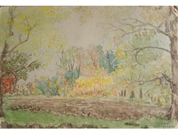"Осенний пейзаж" бумага акварель Анфертьев А. 1952 год