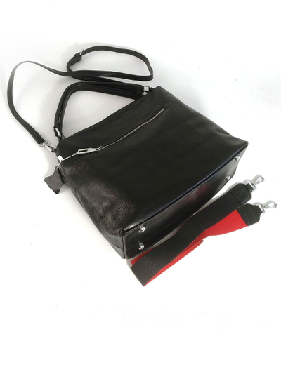 (АРТИКУЛ: 10120/1/5) СУМКА ЖЕНСКАЯ, НЕБОЛЬШАЯ, НАТУРАЛЬНАЯ КОЖА С НЕБОЛЬШИМ ГЛЯНЦЕМ, ЧЕРНАЯ, С ПЛЕЧЕВЫМ РЕМНЕМ