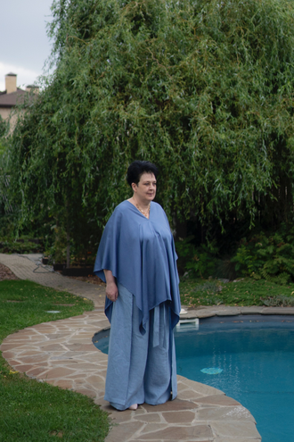 Топ «Как ни крути»,  голубой — 100% лён (размер единый)