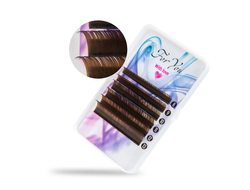 ЦВЕТНЫЕ РЕСНИЦЫ, FOR YOU WITH LOVE, DARK BROWN МИКС 8-13 (6 ЛЕНТ)