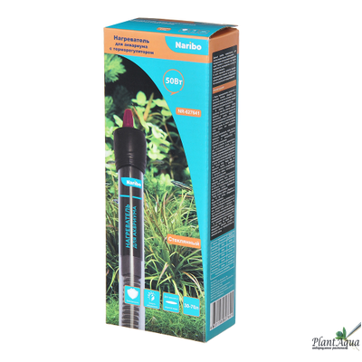 Нагреватель Naribo 50Вт стеклянный, для аквариума 35-60л