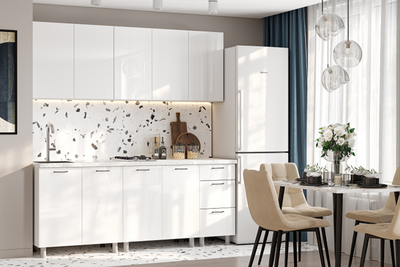 Кухня «Модерн NEW» 2 м Белый глянец / Графит ( SV)