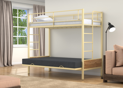 Двухъярусная кровать-диван Дакар 1 Слоновая кость (вставки дуб крафт табак) фото 3