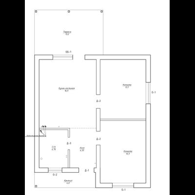 Одноэтажный дом с двумя спальнями 67м² (S66)