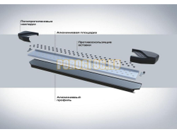 Порог-площадка "Bmw-Style" D180AL + комплект крепежа, RIVAL, BYD Song Plus 2023-