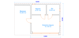 Баня 6 х 9 в стиле Минимализм 1003-48