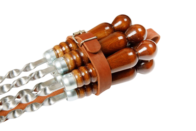 Подарочный набор 6 шампуров в кожаном  получехле