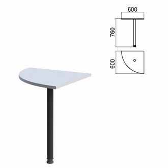 Стол приставной угловой "Арго", 600х600х760 мм, серый/опора черная