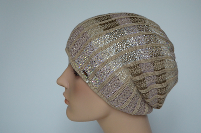 Берет демисезонный вязаный Vizio Италия 7046 бежевый