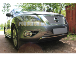 Защита радиатора Nissan Pathfinder 2014- chrome верх PREMIUM