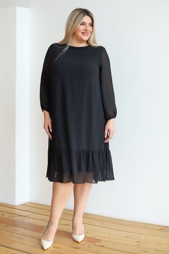 Женская одежда - Вечернее, нарядное платье из шифона арт. 1289 (Цвет угольный) Размеры 54-66
