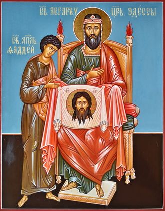 Абгар, Святой царь Эдессы. Рукописная православная икона.