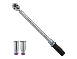 Динамометрический ключ 1/2", 40-200 Нм, "EXACT", футляр, в комплекте 2 торцевые головки KING TONY P34462-1DG