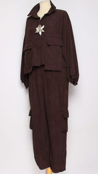 Костюм Бохо "КРУПНЫЙ ВЕЛЬВЕТ КАРМАНЫ" шоколад р.42-48