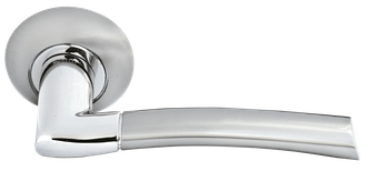Дверная ручка MORELLI MH-06 SN/CP белый никель/полированный хром
