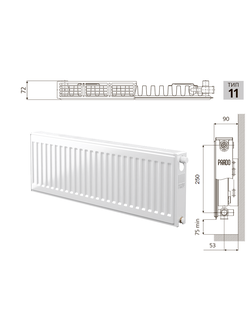 Габариты радиатора PRADO Universal 11х300х600