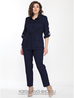 Модель: 2151-1. Брючный костюм тёмно-синего цвета.