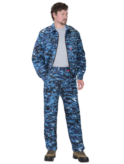 Костюм &quot;СИРИУС-Блокпост&quot; куртка, брюки (тк.кроун-принт) КМФ Цифра синяя