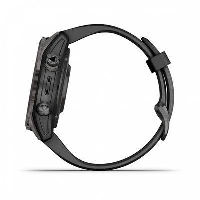 Умные часы Garmin Fenix 7S PRO Sapphire Solar титановый угольно-серый DLC с силиконовым ремешком