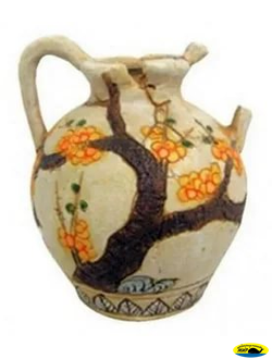 A8111583 Декор Амфора с оранжевыми цветами М 12*11,7*14,5см