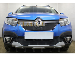 Защита радиатора Renault Logan Stepway 2018- / Renault Sandero Stepway 2018- (black низ)
