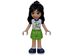 Friends Liann - White Shirt with Dark Blue Short Sleeves, Lime Skirt, Dark Blue Shoes, n/a (frnd631)