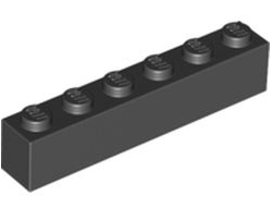 Brick 1 x 6, Black (3009 / 300926)