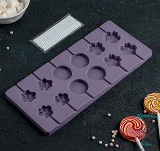 Форма для леденцов и мороженого «Вкусная сладость», 26,5×11,5 см, 12 ячеек, цвет МИКС