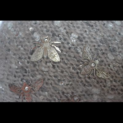 Vizio Италия 6958 CL шапка с бабочками и шарф серо - розовый комплект