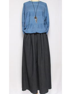 ЮБКА-БРЮКИ  джинсовая "Разрезы широкая" черная р.46-54