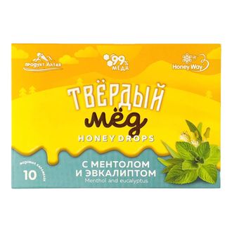 Мёд твёрдый с ментолом и эвкалиптовым маслом, 30г (Honey Way)