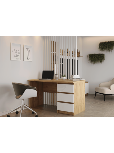 Бостон стол письменный Дуб Крафт золотой/Белый глянец