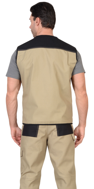 Жилет "СИРИУС-ВЕСТ-ВОРК" бежевый с черным пл. 275 г/кв.м