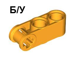 ! Б/У - Technic, Axle and Pin Connector Perpendicular 3L with 2 Pin Holes, Bright Light Orange (42003 / 4248901) - Б/У