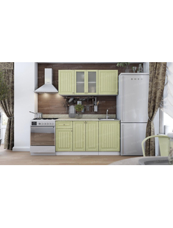 Кухня "Хозяюшка" 1.5 м (Эра) деним фисташка трюфель магнолия