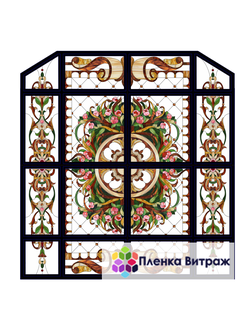 Пленка самоклеющая на потолок , розы витражная пленка, пленочный витраж с классическим рисунком
